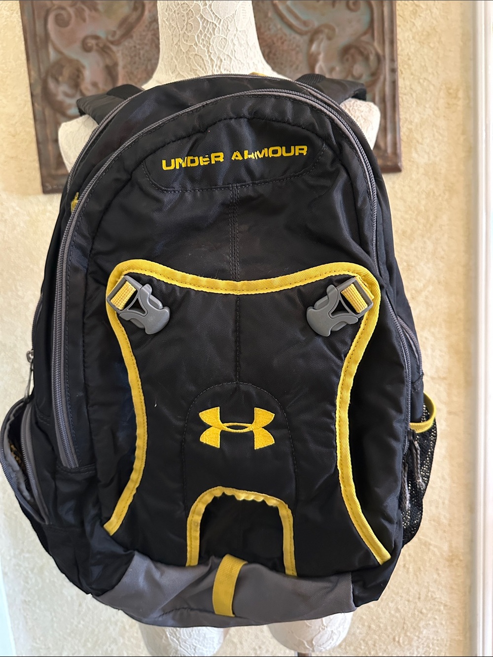 Under Armour Black and Yellow Men's Backpack with Padded Straps
